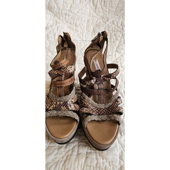 Janet Sport Platform Leather Wedge Gladiator Cage Sandal Heels EU 38 US 7.5 90s - Picture 2 of 8